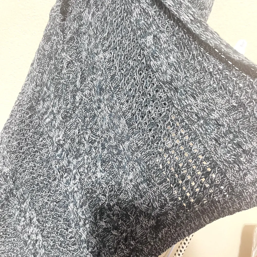 Maurices Cardigan Sweater Vest Dark Green Crochet sz S Duster Open Knit - Image 6