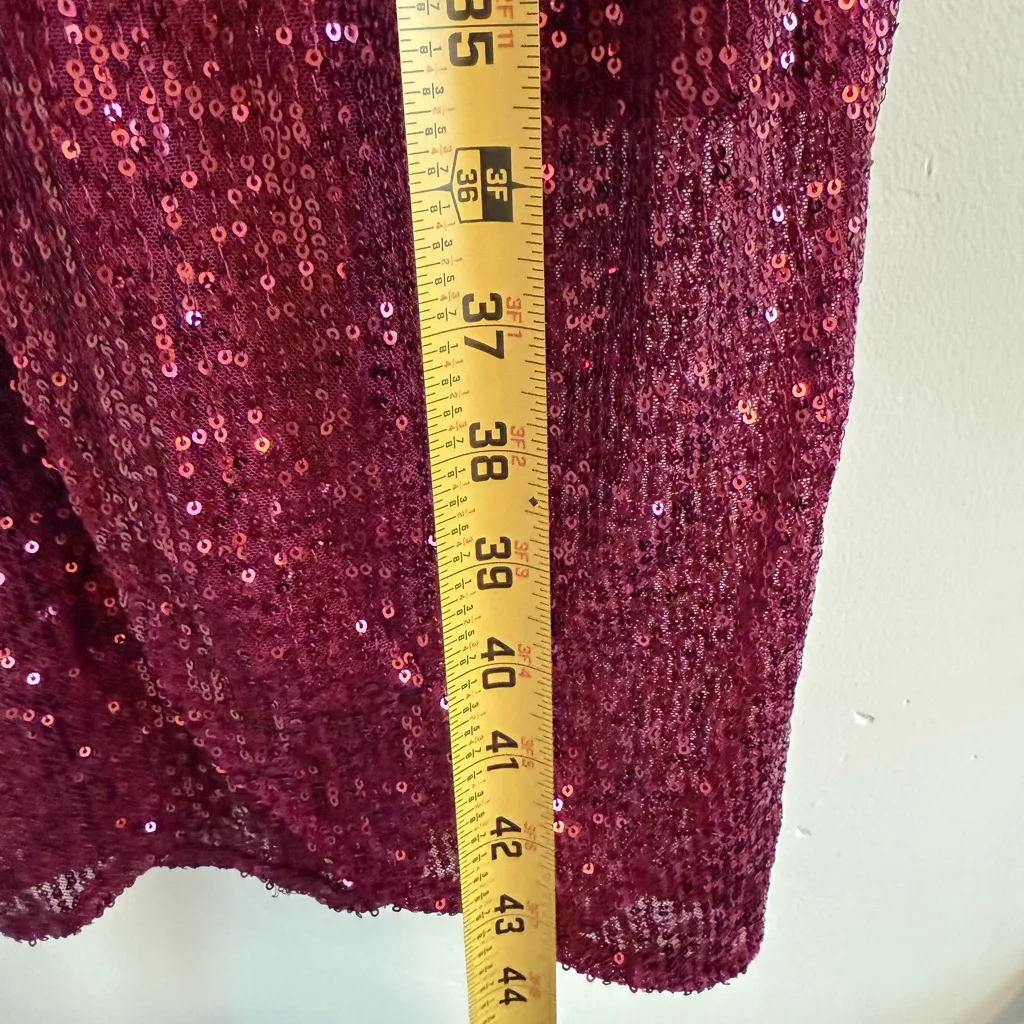 Ivy City Goldie vine Glamorous Long Sleeve Red Sequin Dress size XS - Image 5