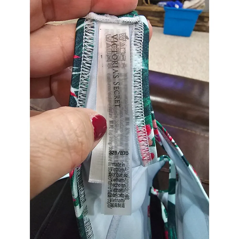 NWT Victoria Secret Sexy Tee Push Up Bikini Top Size 32B Blue Palm Green Pink - Image 6