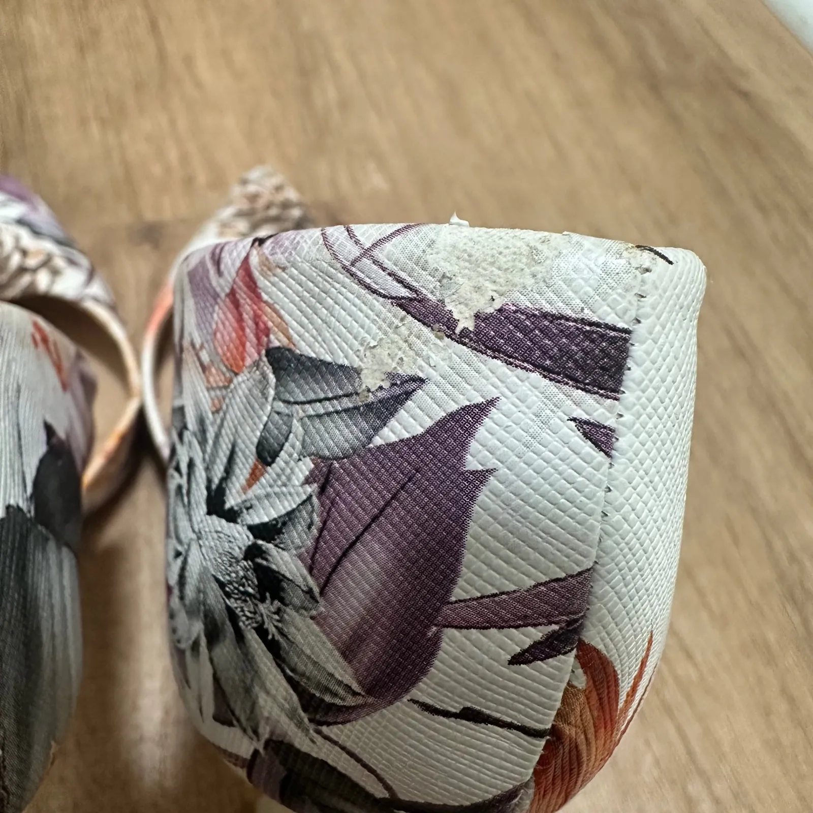 JUSTFAB | Women's Multicolor Floral Faux Leather Pointed Toe D Orsay Heels, 7 - Image 6