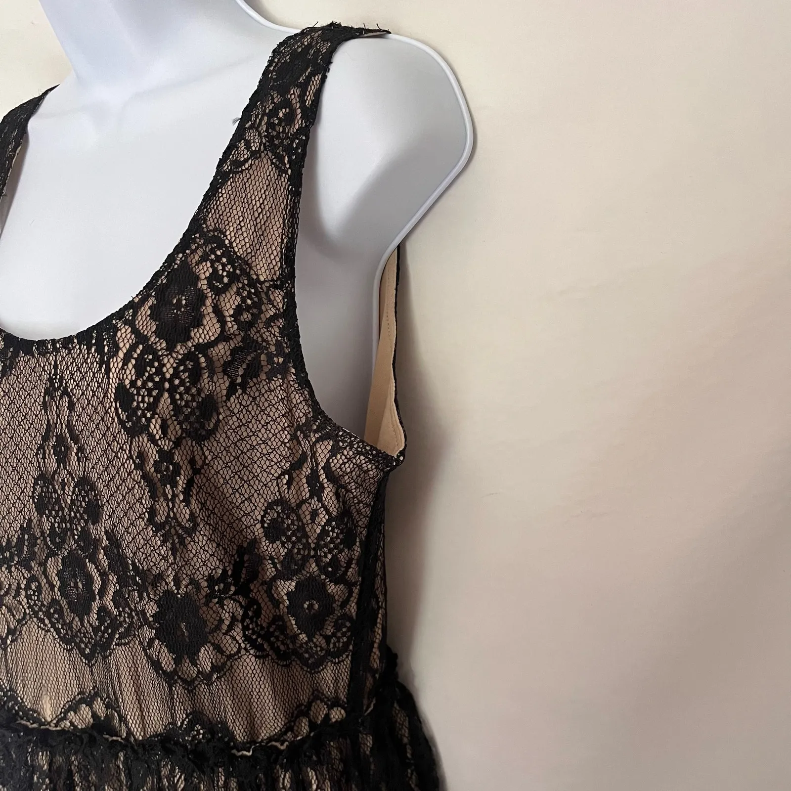 Y2K Wet Seal Lace Overlay Dress Sz L Whimsigoth Festival Ruffle Lined Party Goth - Image 4