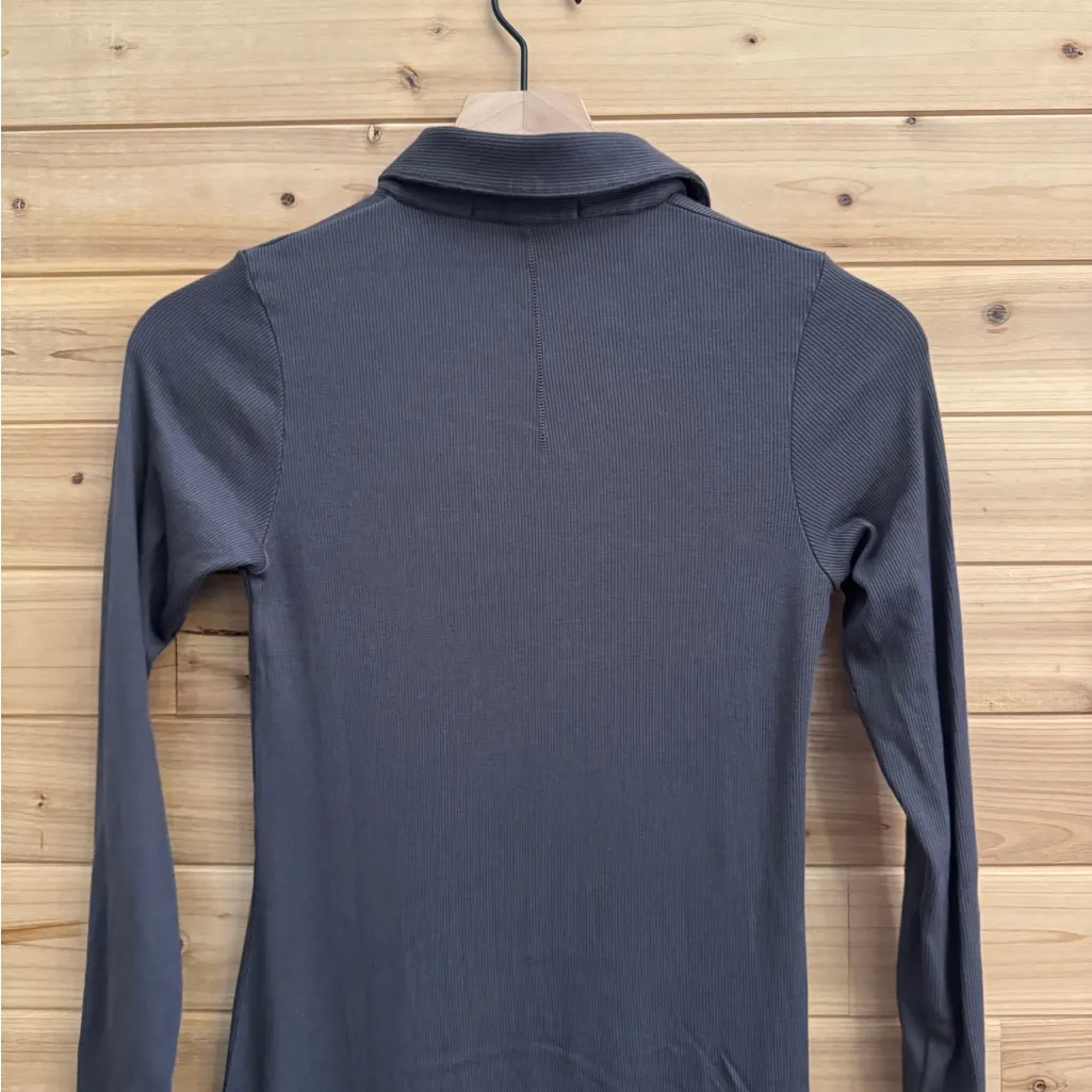 Stateside Size Small Ribbed Henley Long Sleeve Midi Length Collared Dress - Image 8