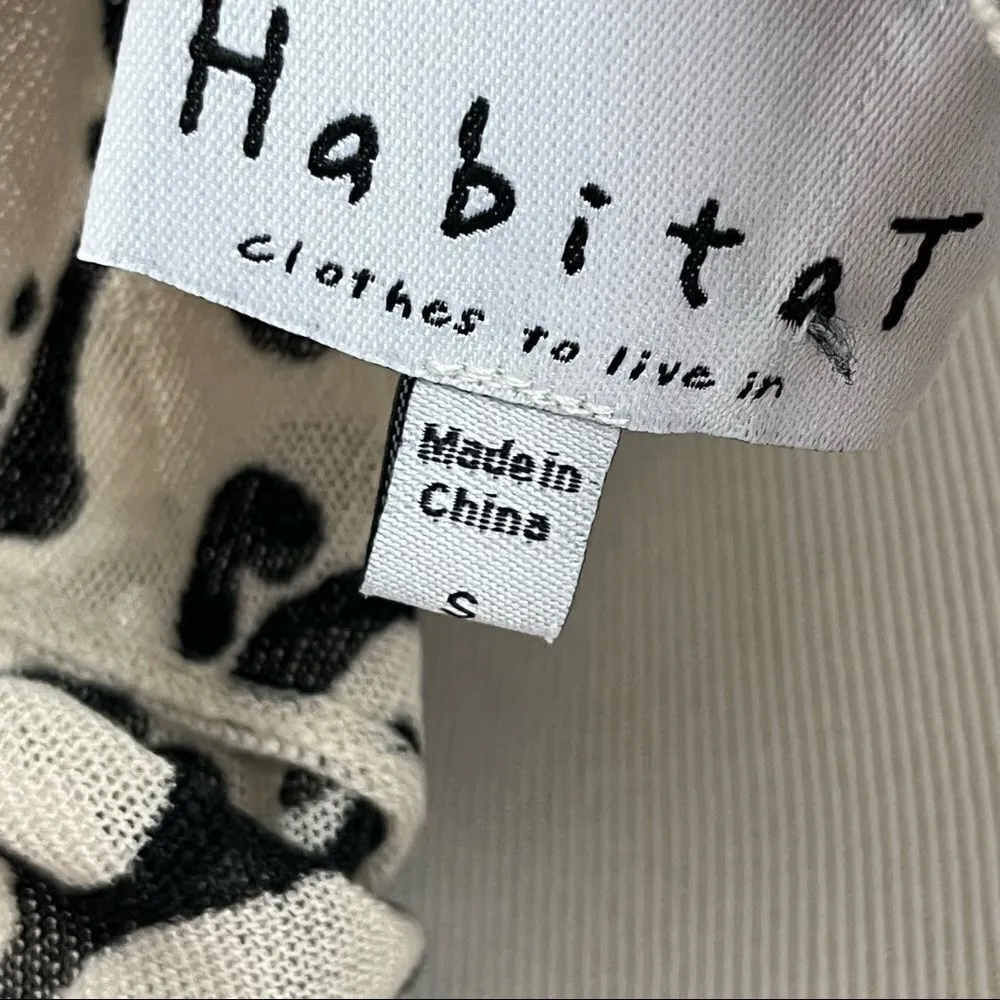 Habitat Clothing Cream And Black Floral Lightweight Viscose Open Front Cardigan - Image 4