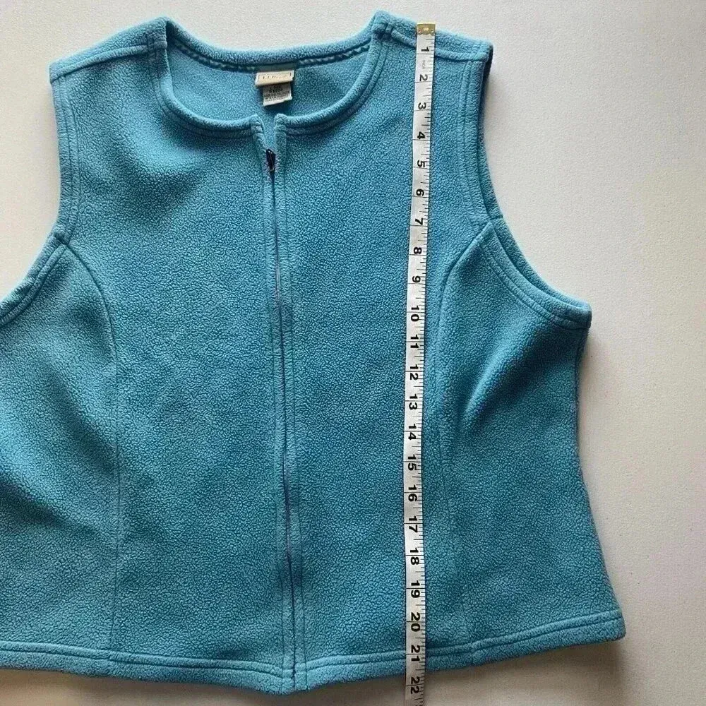 LL BEAN Fleece Vest Womens Size L Large Blue‎ Arctic Crop Y2k Cozy 90s Gorpcore Blue - Image 8