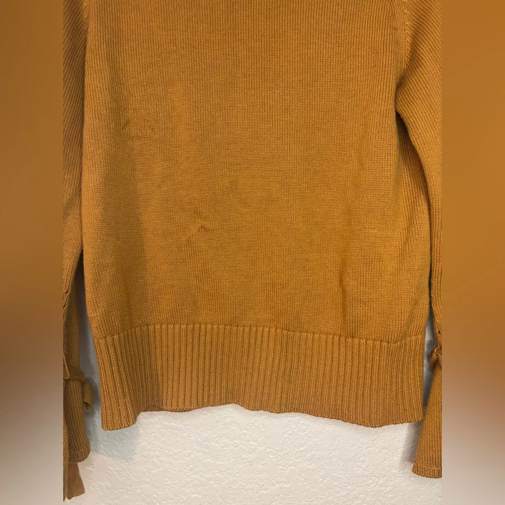 Sundance Sweater Mustard Aryka Knit Long Bell Sleeve Tie Merino Blend Size M - Image 9