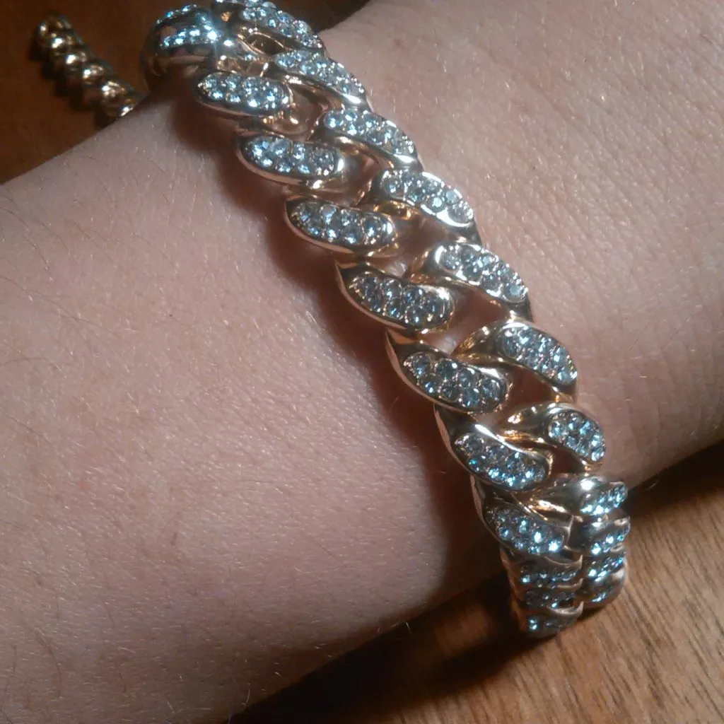 Austrian Crystal Curb Link Goldtone Bracelet - Image 5