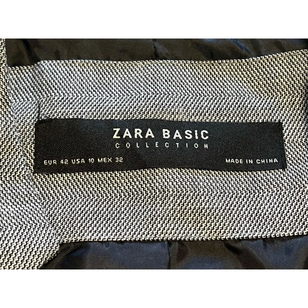 Zara‎ Basic Blazer Jacket Women 10 Gray One Button Career Professional Preppy - Image 3