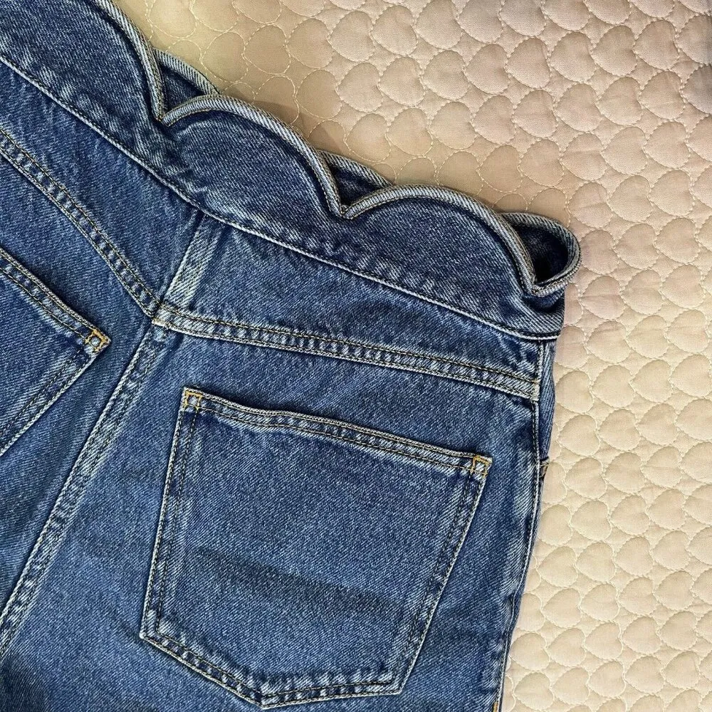 NWOT $890 VALENTINO GARAVANI Scalloped Denim Shorts Blue Size 28 High Waist - Image 9