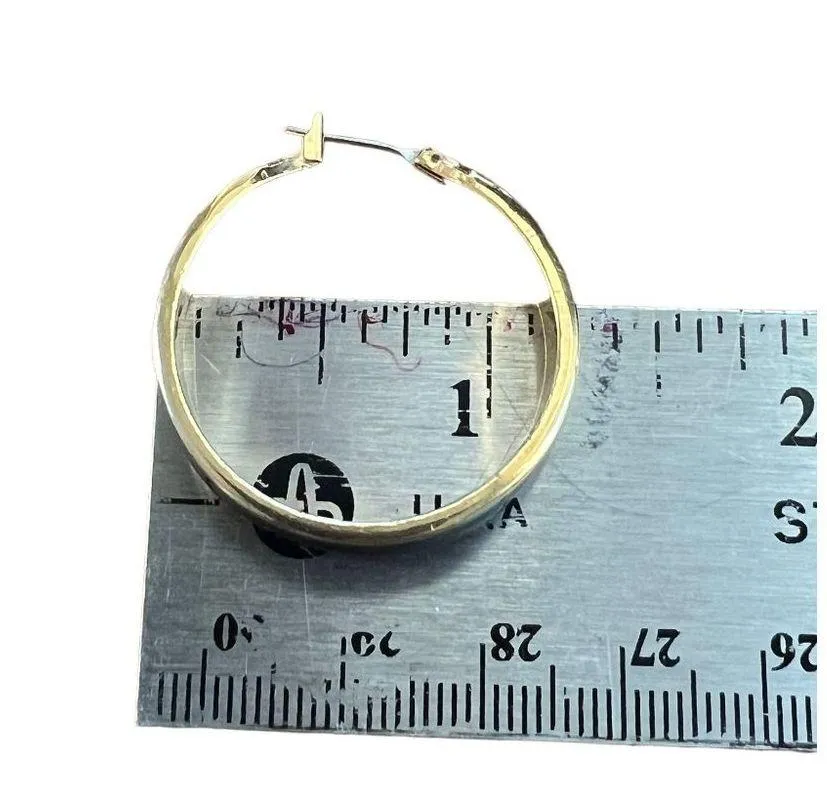 Gold Tone Black Enamel Hoop Earrings 1.25" across Classic Formal Career - Image 4