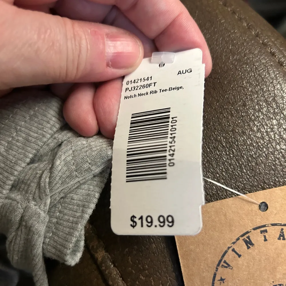 One Step Up Ribbed Tee - Women's 2X - Beige Notch Neck - Image 5