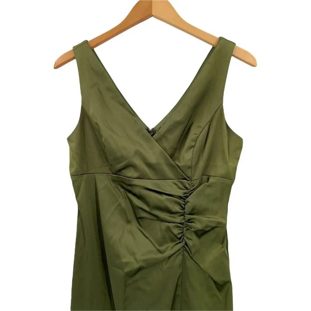 Vintage Y2K Betsy & Adam by Linda Bernell Green Satin Sheath Dress Size 12 - Image 2