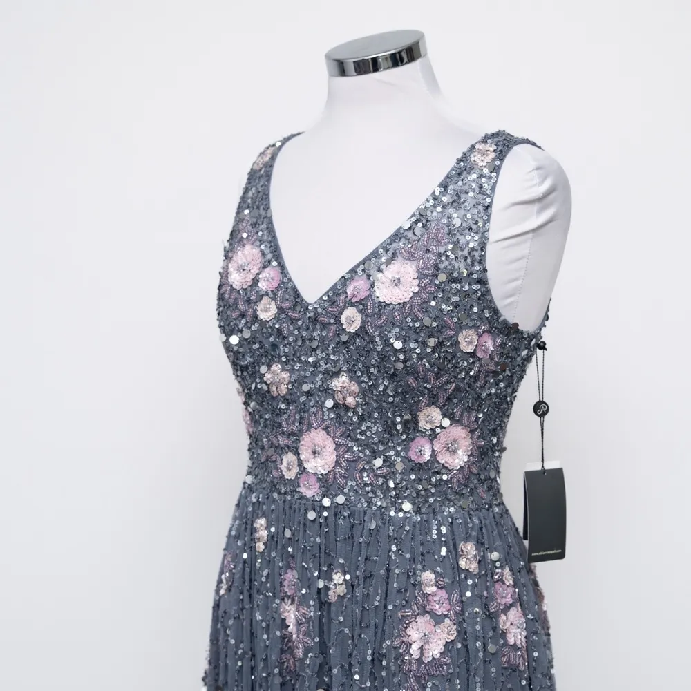 Adrianna Papell Beaded Mesh Shirred Gown - Image 11