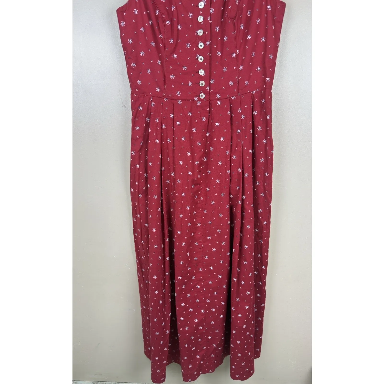 WENGER Austrian Vintage Dirndl Dress Tyrol Trachten Red Cotton Women’s 42/L Size undefined - Image 3