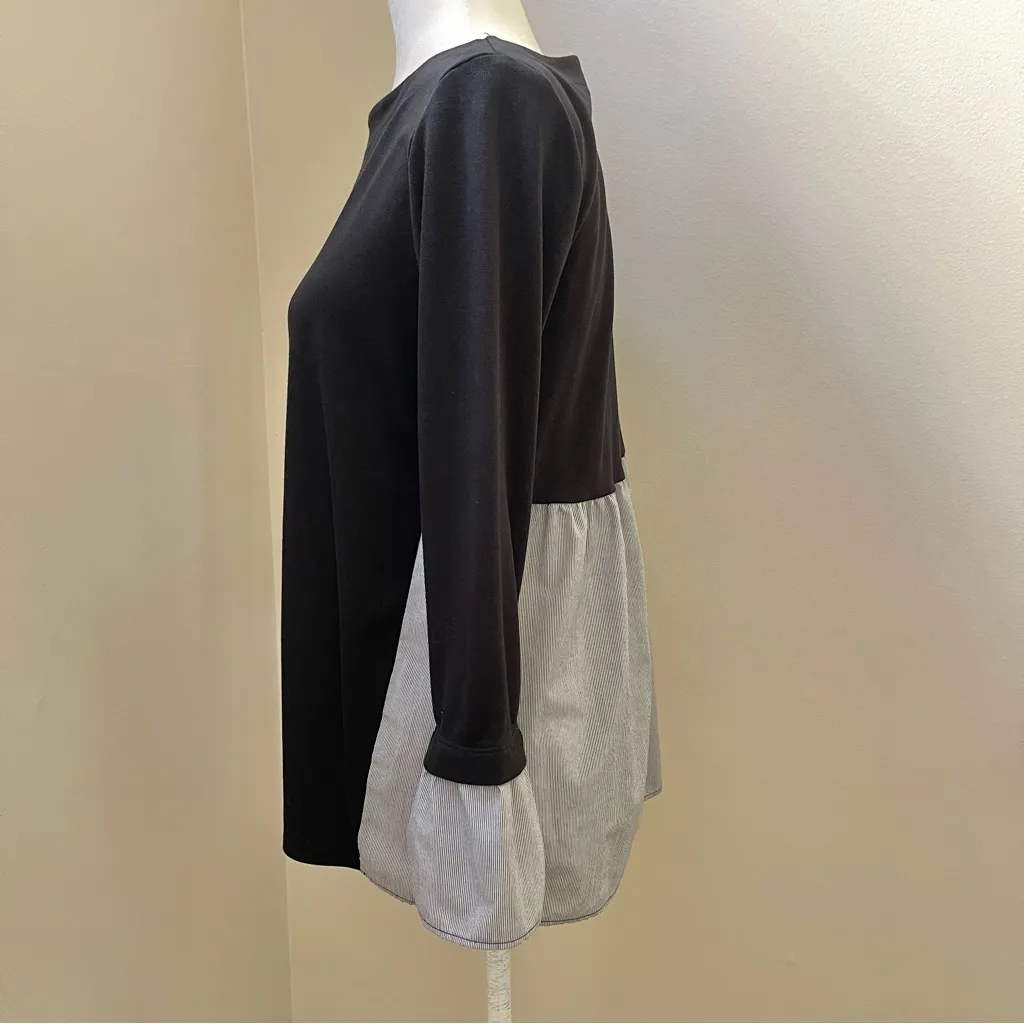 LOFT Mixed Media Bell Sleeve Knit Top (black) - XS - Image 3