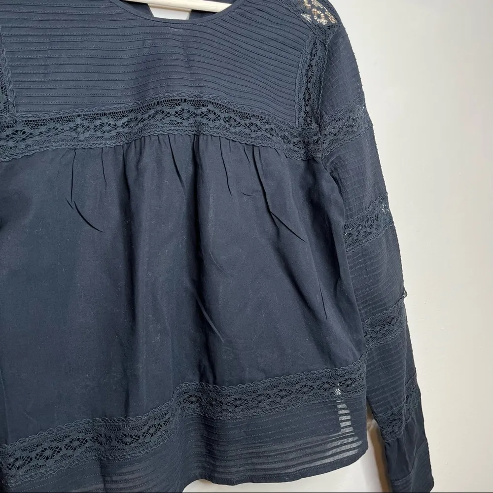 Isabel Marant  Etoile Rexton Blouse Crochet Lace Pintucked Pleated Top Size 38 - Image 7