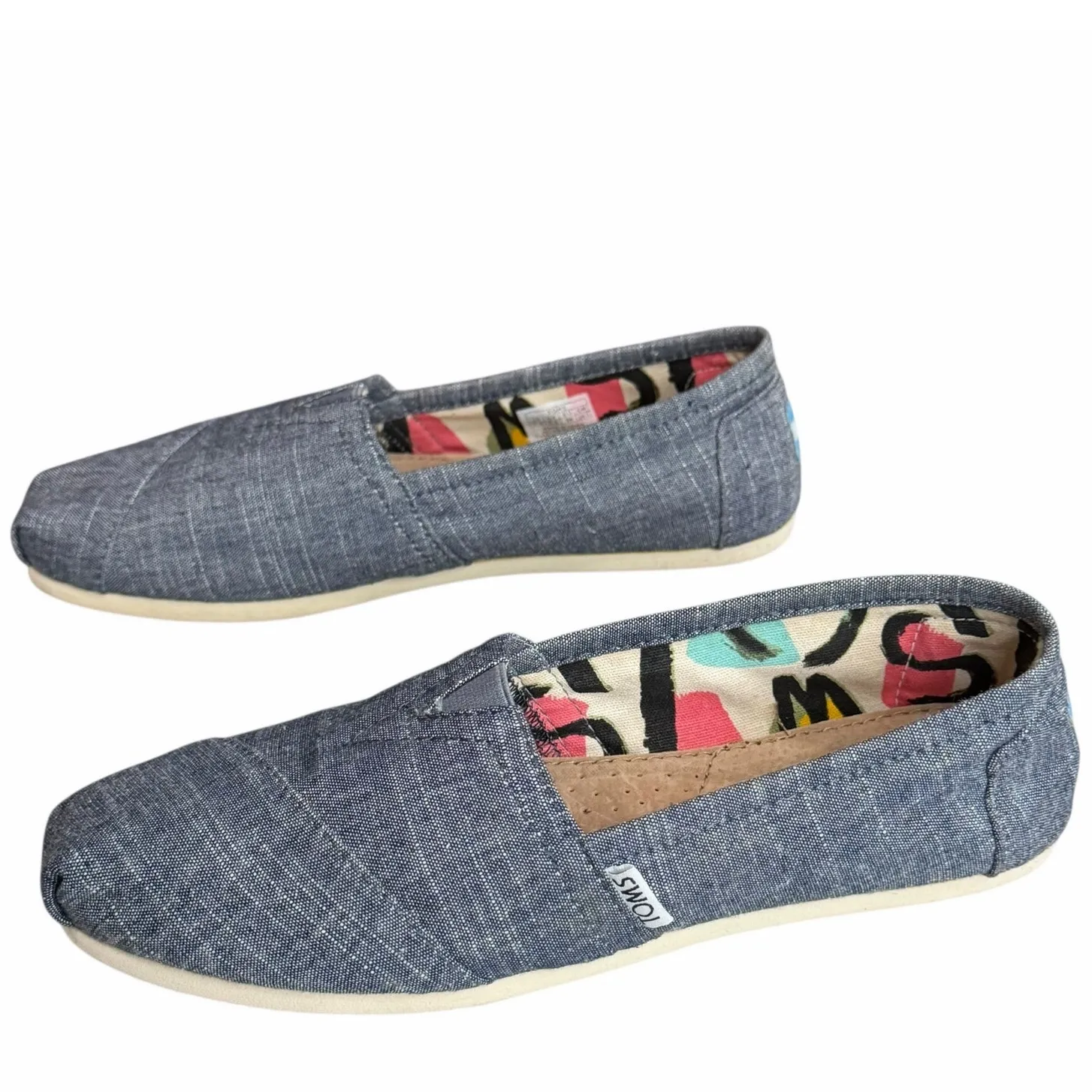 Toms Classic Alpargata Flats Womens 7.5 Blue Slub Chambray Denim Comfort Shoes - Image 2