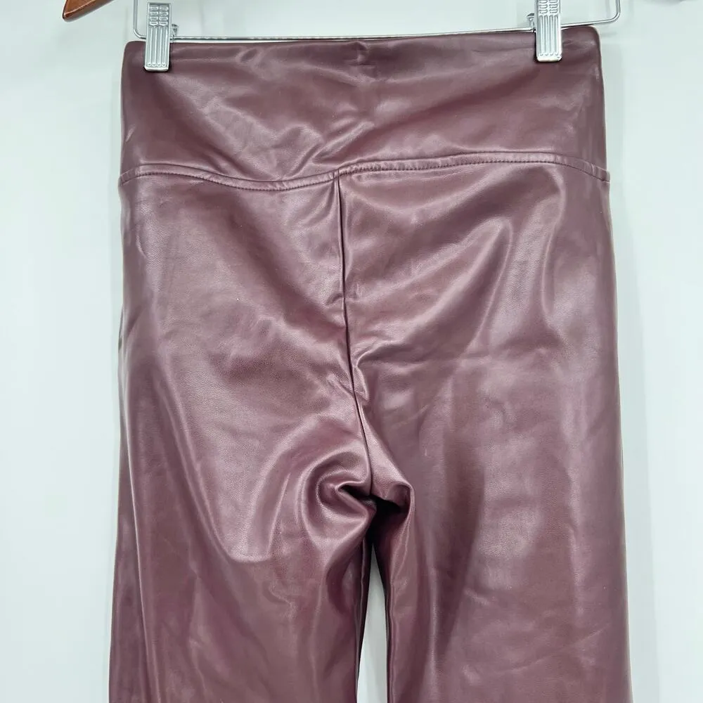 NEW Studio Badgley Mischka Women's Size XS Burgundy Faux Leather Casual Leggings - Image 4
