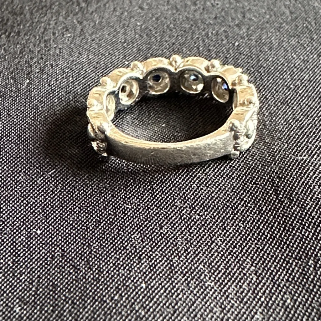 Blue sapphire & sterling EUC band ring. Genuine precious gemstone & 925 stamped - Image 4