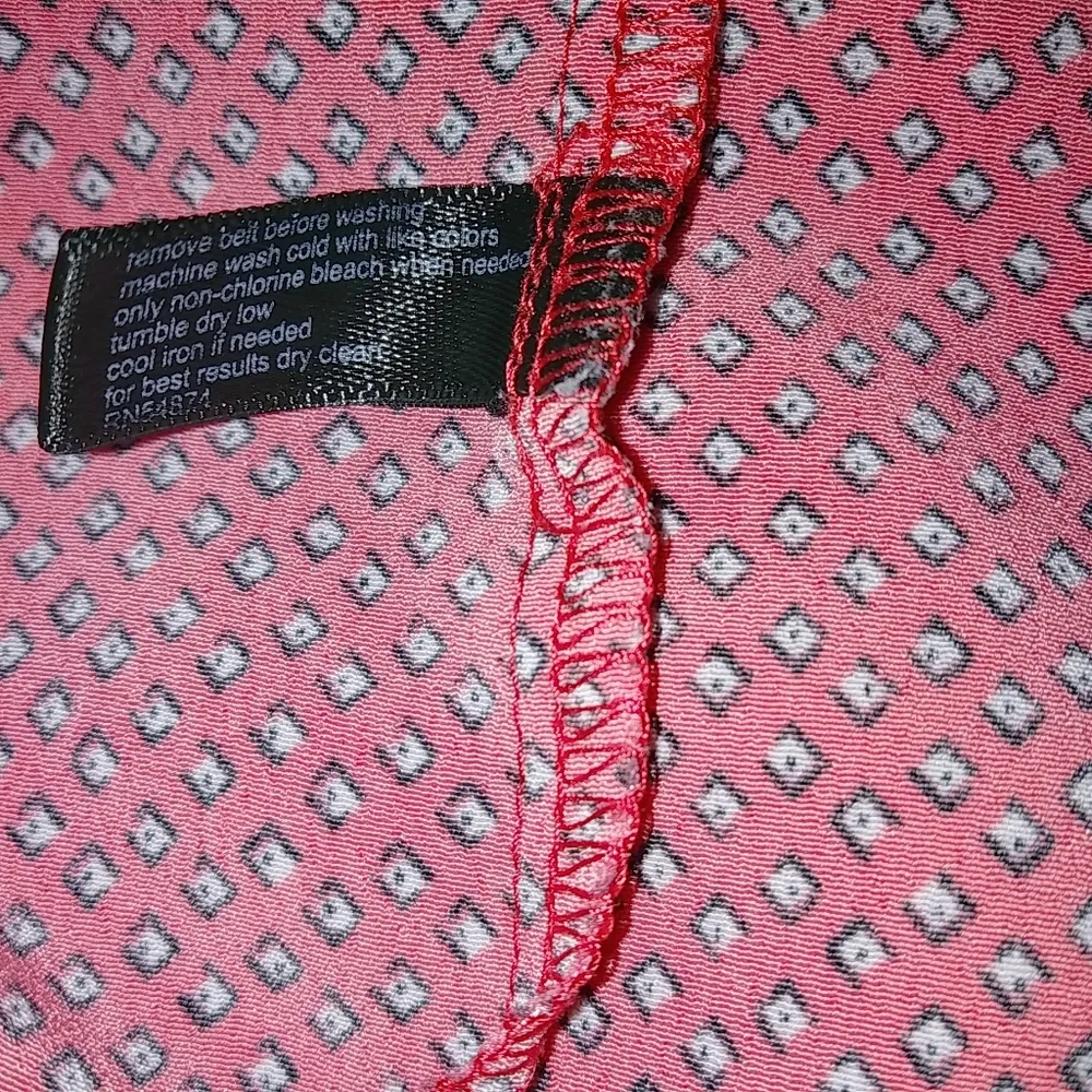 The Limited Ashton XL Long Sleeved Diamond Pattern Pocketed Coral Shirt Dress - Image 12