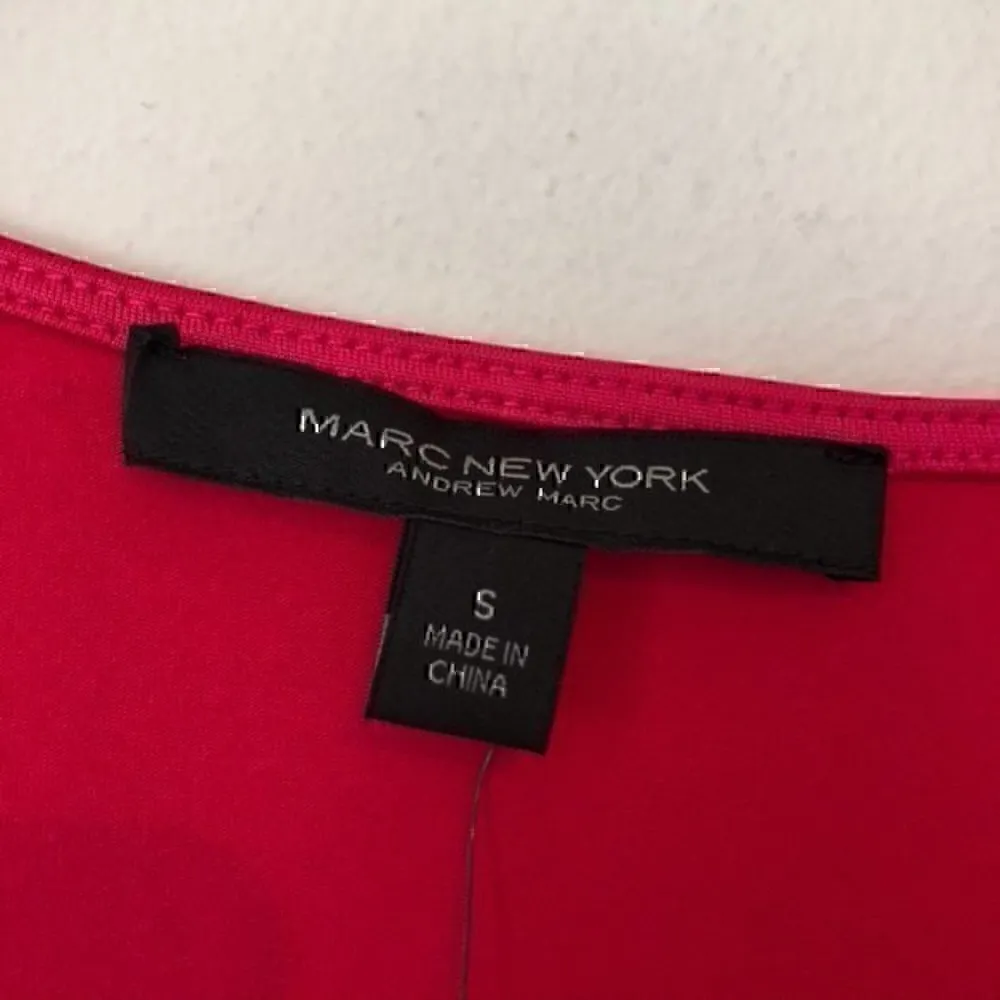 NEW NWT MARC NEW YORK Hot Pink Long Sleeve Ruched Gathered Y2K 00s Blouse Small - Image 5