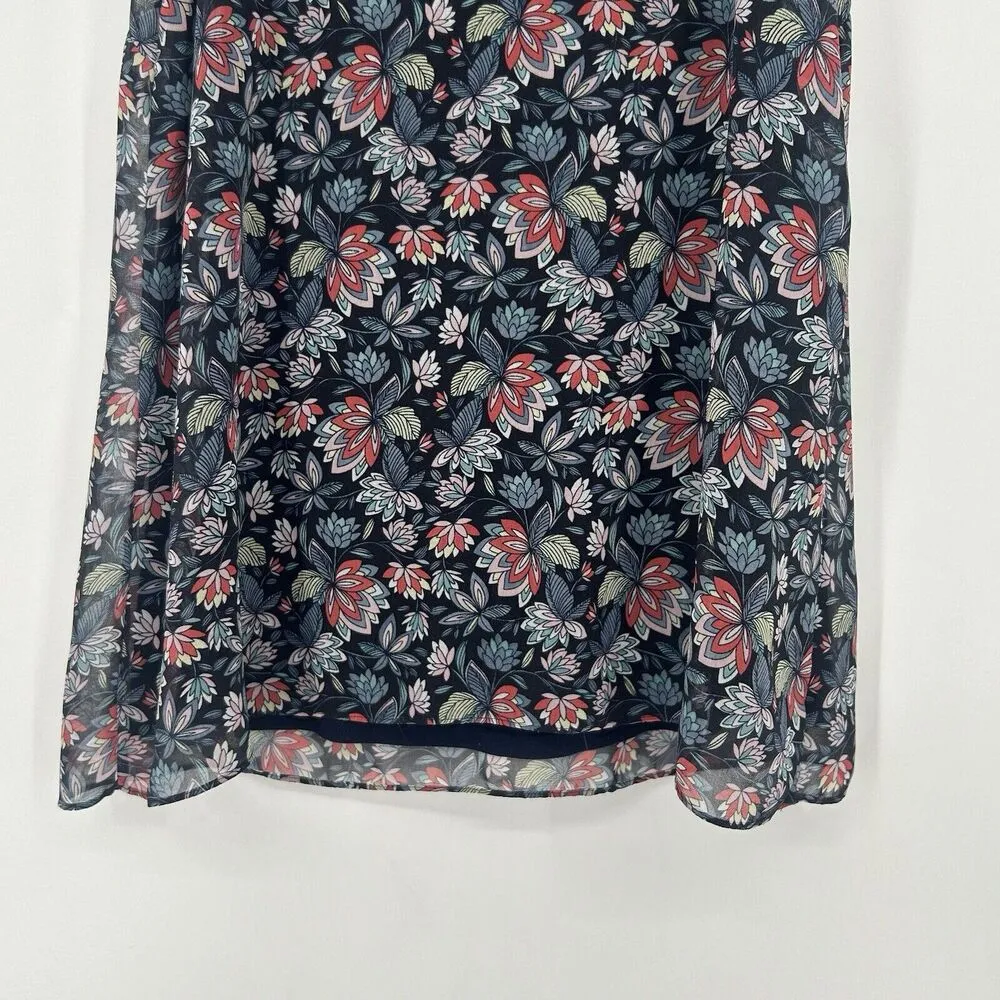 Cabi Ditsy Floral Camisole Cami Navy Blue Chiffon Keyhole Sheer Lined 5224 Sz S - Image 8
