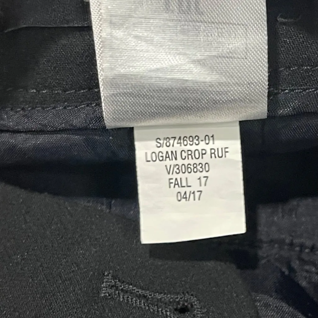 Banana Republic Logan Crop Dress Pants Women's Size 12 Black Ruffle Hems Viscose - Image 10