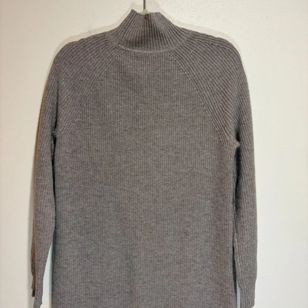 Boden High Neck Knit Sweater Midi Dress Wool Blend Mink Tan Neutral Size 8 - Image 9