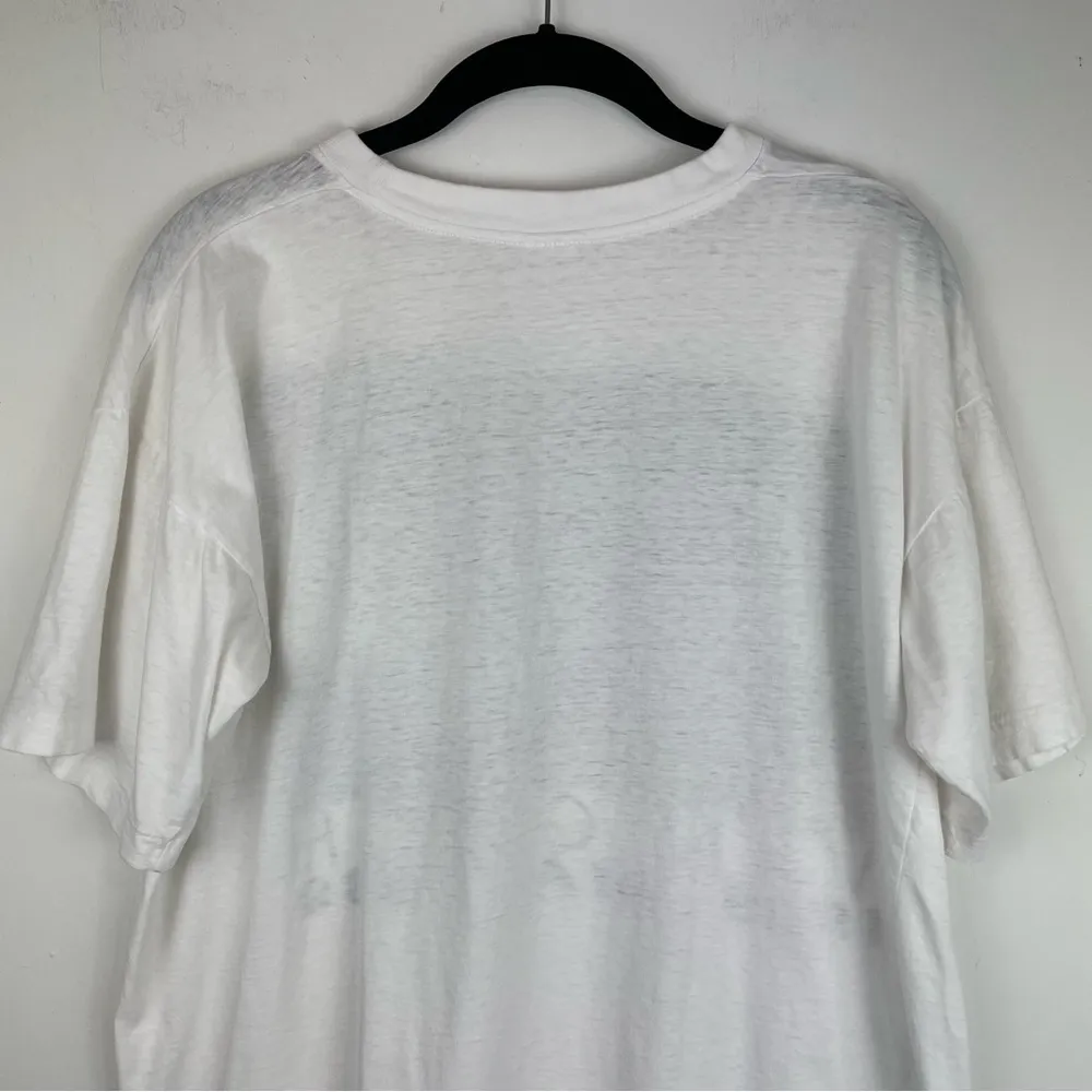 Vintage 90s Van Gogh Irises Painting Single Stitch Tee Tshirt Graphic Art L/XL White - Image 11