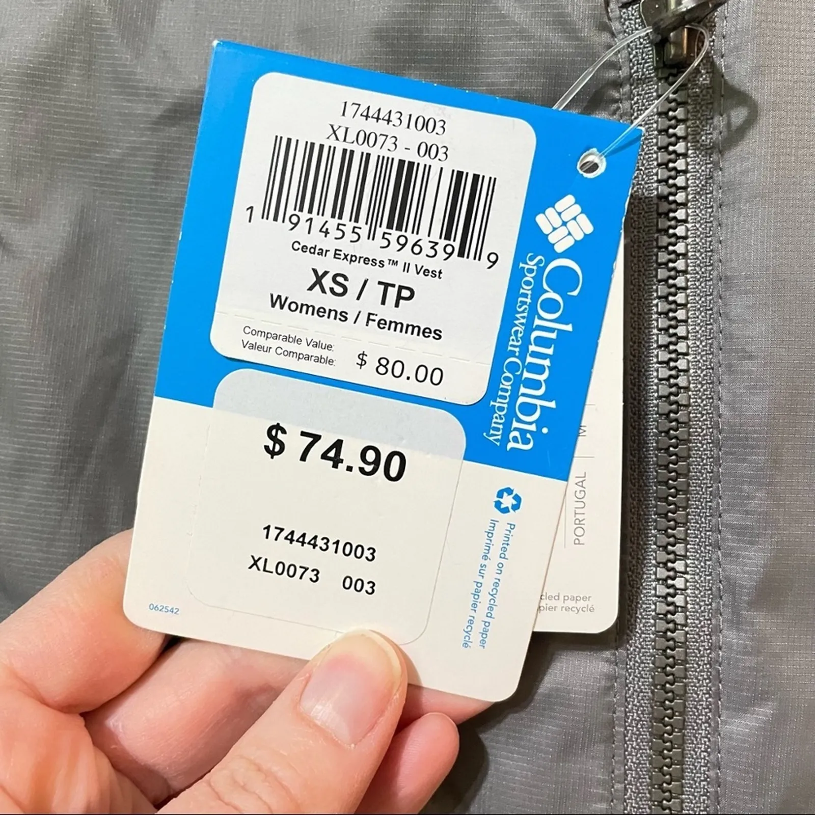 Columbia Grey Water Resistant Full Zip Hooded Vest Womens Xs Gorpcore Hiking - Image 2