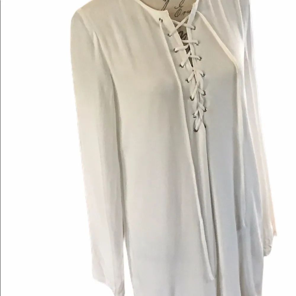 Forever 21 White Dress Blouse Size Small - Image 4
