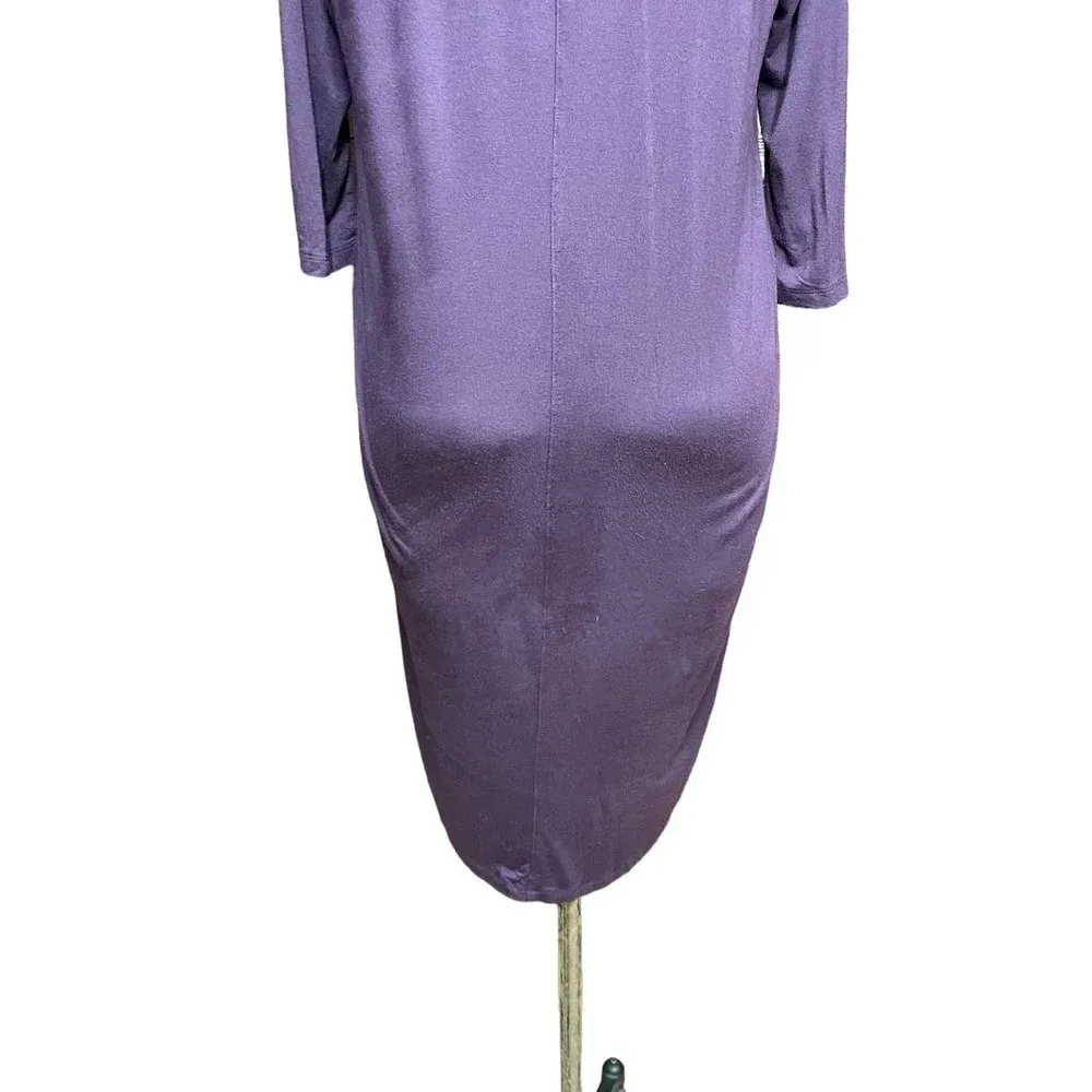 Aritzia Babaton Winston‎ Dress Jersey Knit 3/4 Sleeve Stretch Purple Size XS - Image 7