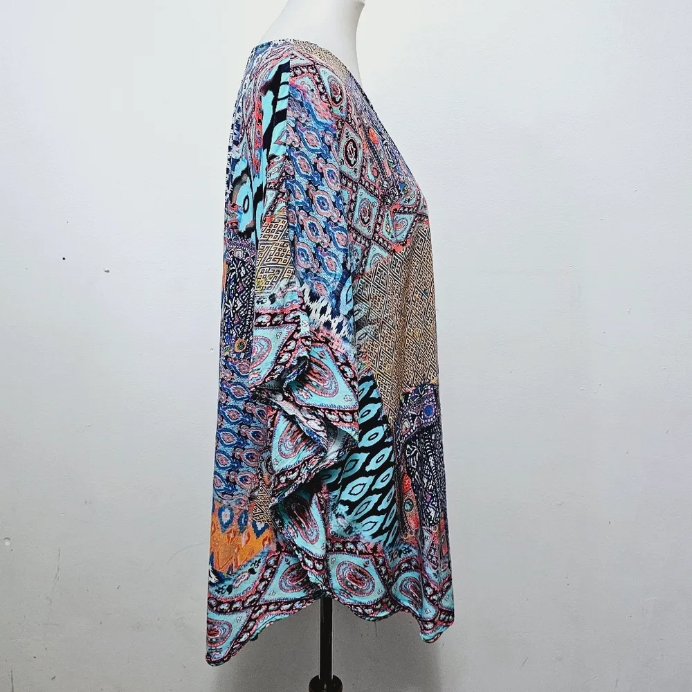 Tolani Collection Multicolored Tribal Print Caftan Tunic Size Large - Image 5