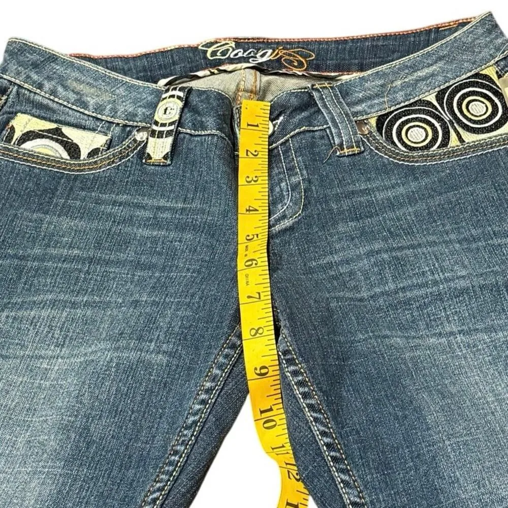 Rare NWT Vintage Coogi 29"W 31"L Low-Rise Flare Jeans Y2K Geometric Embroidery - Image 10