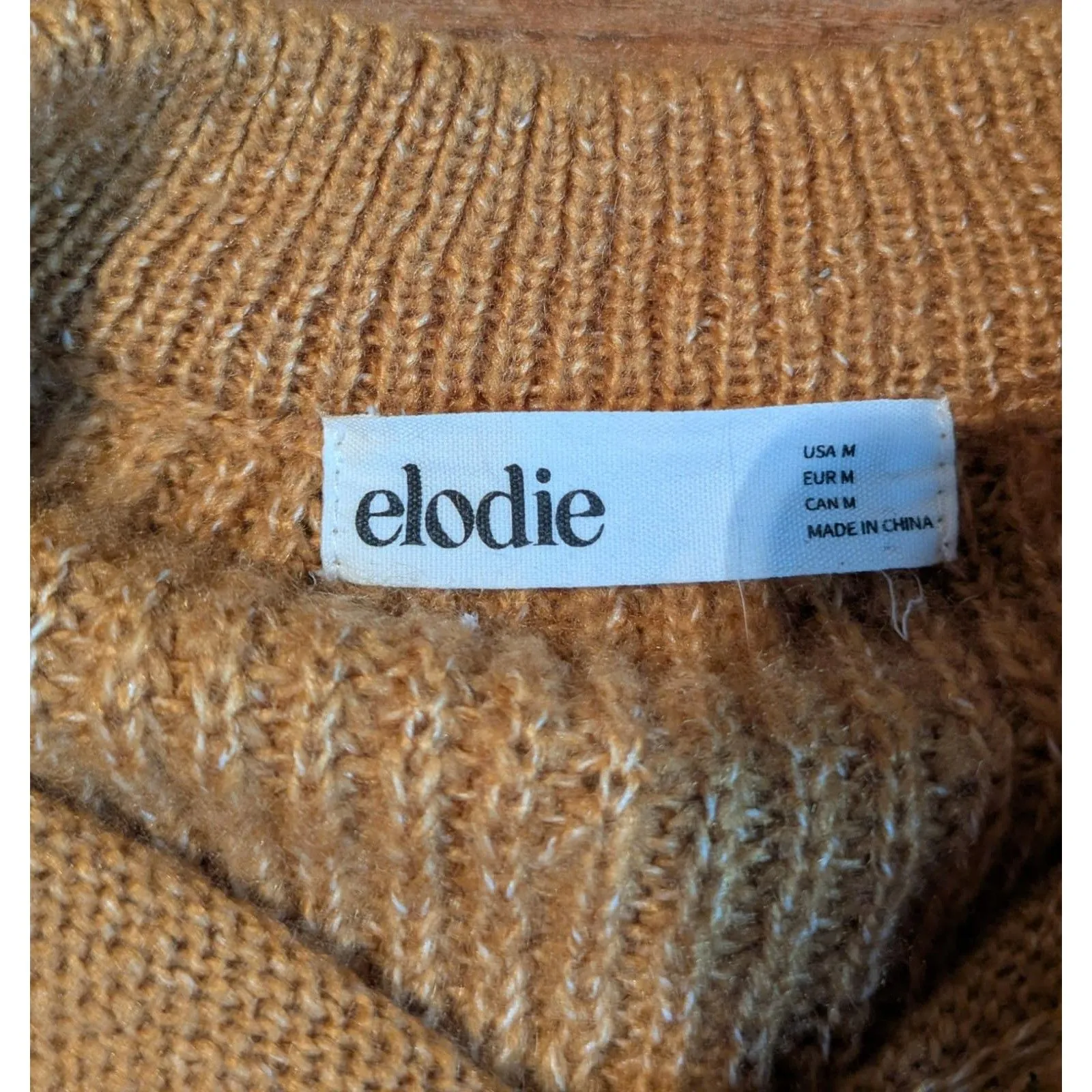 Elodie Burnt Orange Chunky Knit Henley Sweater Medium Button Front Pullover - Image 2