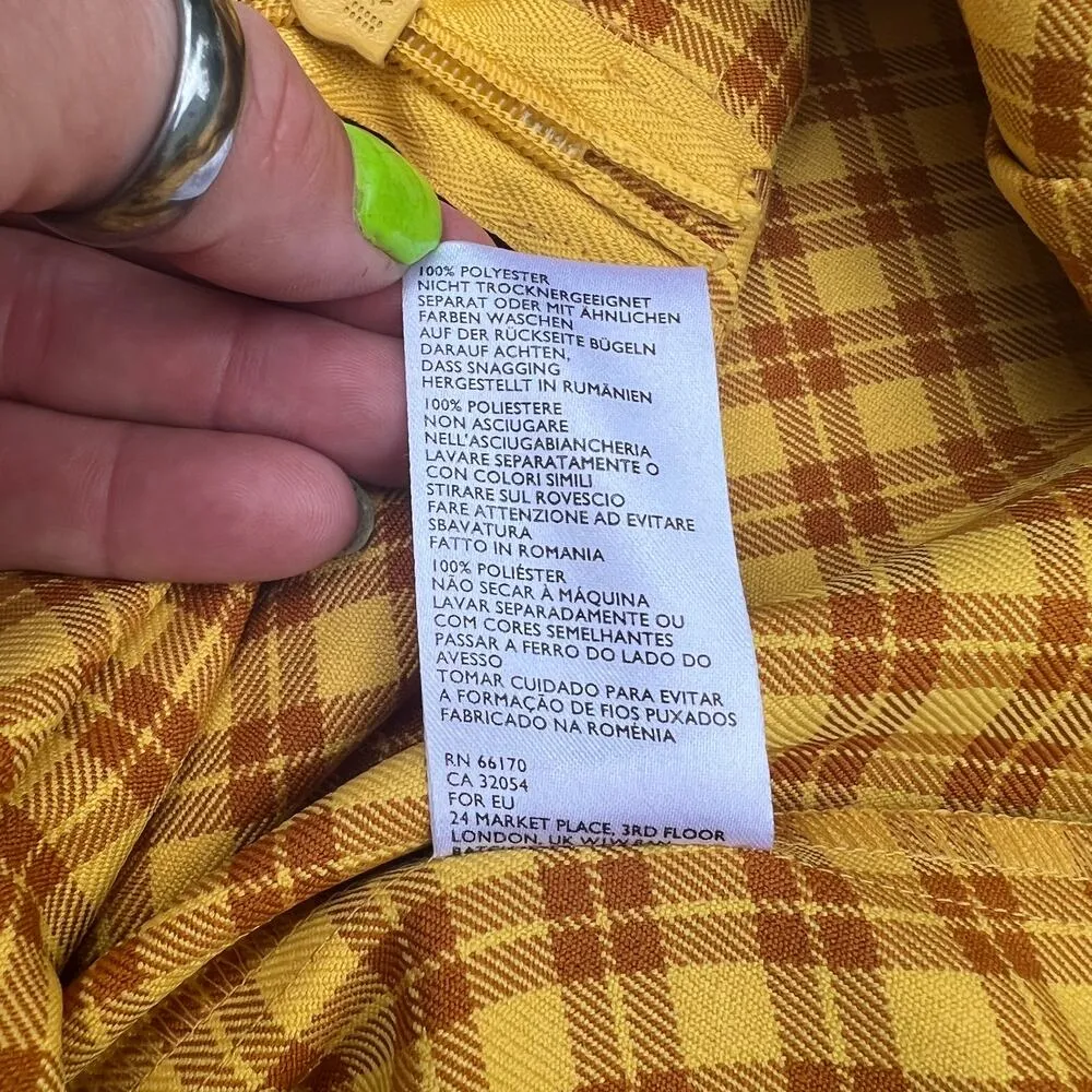 Urban Outfitters yellow gold orange plaid mini skirt SMALL - Image 5