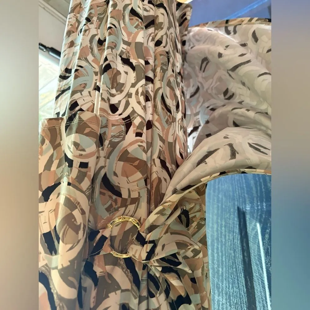 Kasper Dress Womens Large Blue Moc Wrap V-Neck  Seaglass Gold Waist size XL - Image 4