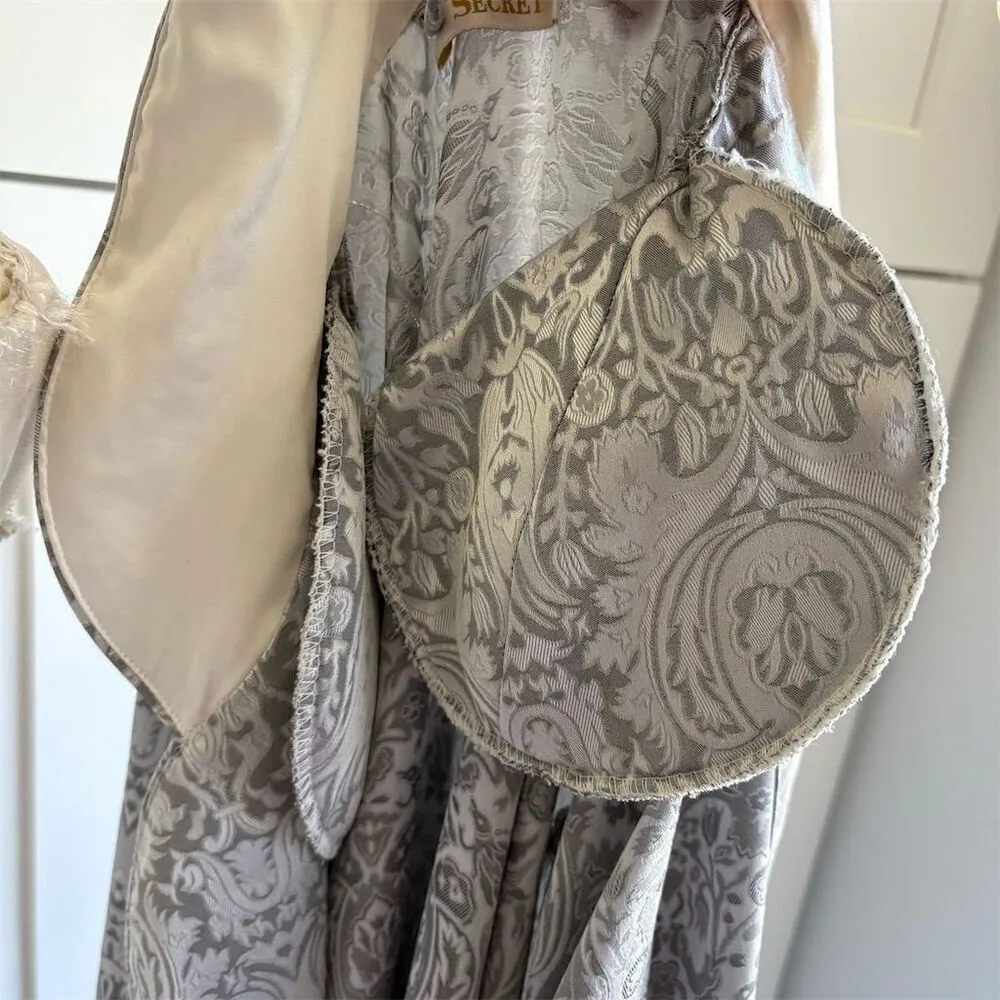 Rare Vintage Victoria's Secret Satin Paisley Kimono Robe Gray S Tie Belt - Image 7