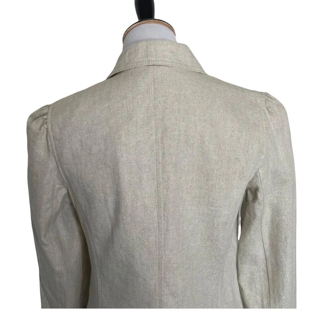 Isaac Mizrahi Shimmery Glitter Jacket Size 6 Linen Blend Career Casual Button Up - Image 5