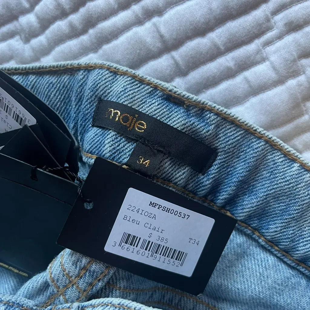 Maje Women's cotton Rhinestone denim shorts for Spring/Summer - Image 9