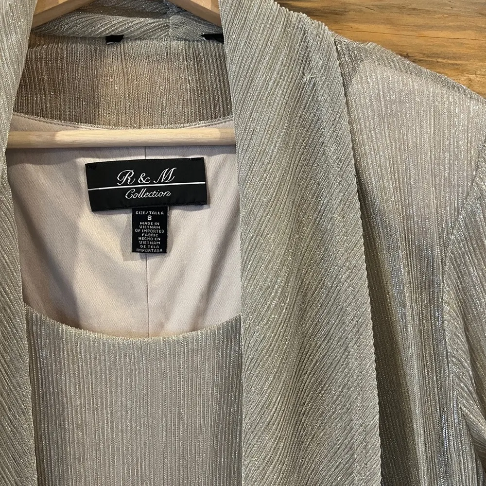 R & M Collection Metallic Dress & Matching Draped Cardigan - Image 3