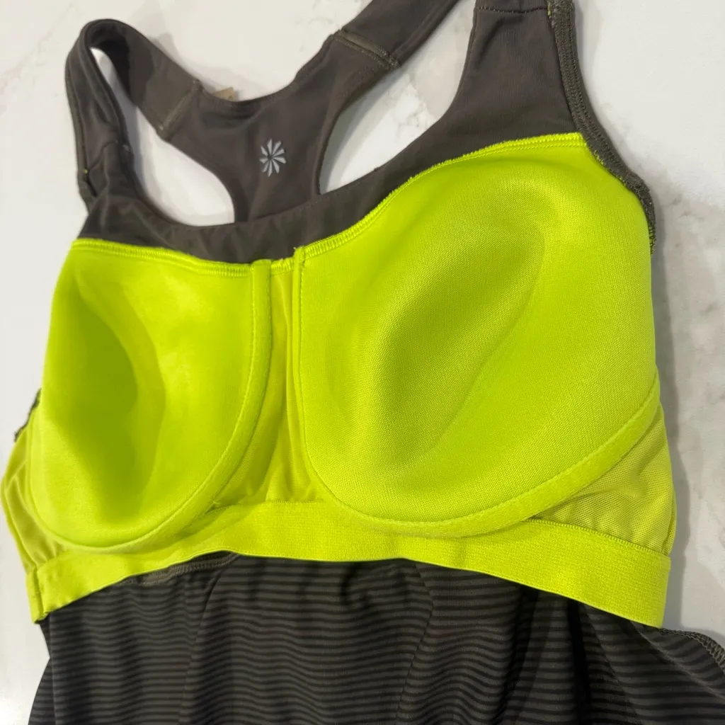 Athleta Skills Drills Athletic TankTop Womens Large GreenStripe Drawstring Waist - Image 7