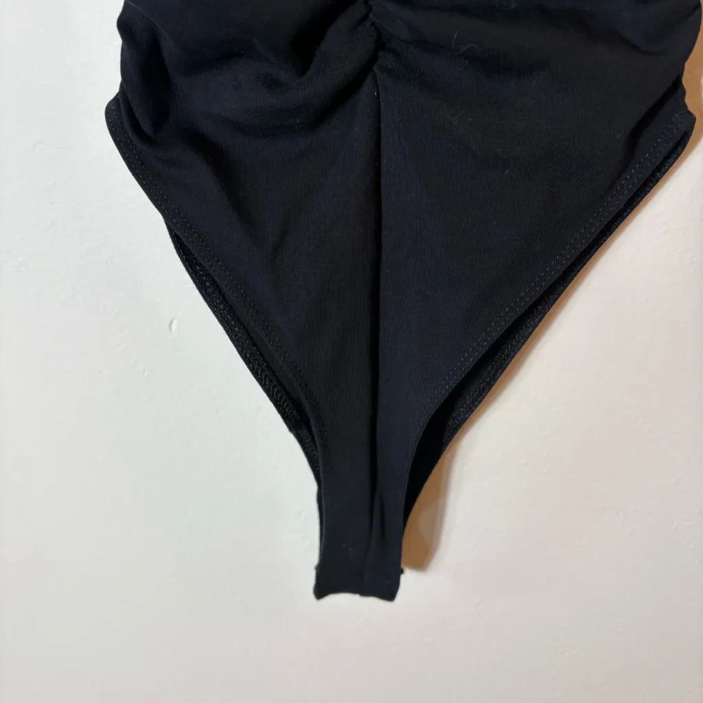 ZARA Black Ruched Bodysuit with‎ Spaghetti Straps Size Small - Image 4