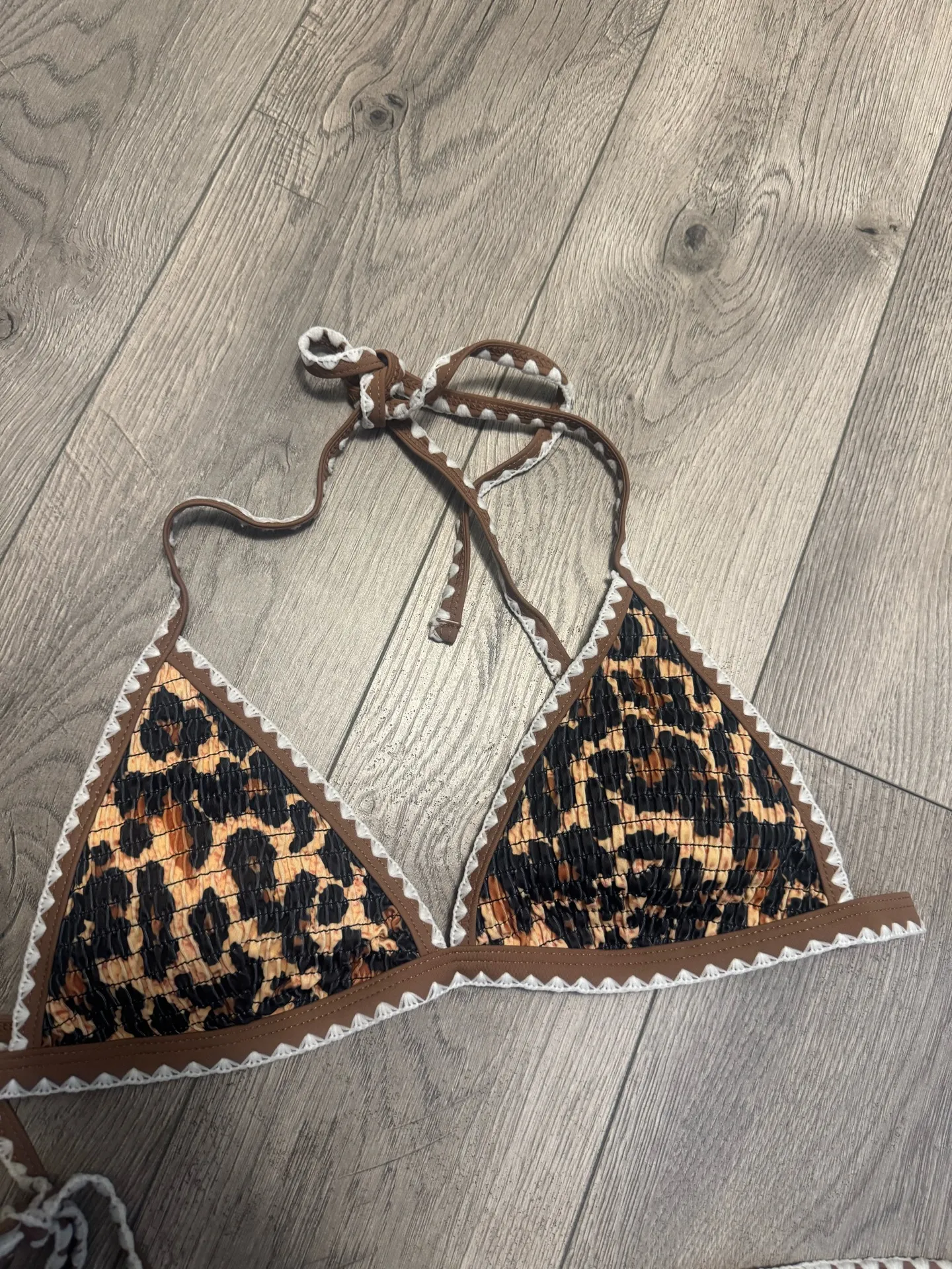 Zaful Leopard Print Bikini Set | Medium | Smocked Textured Two-Piece  - Image 2
