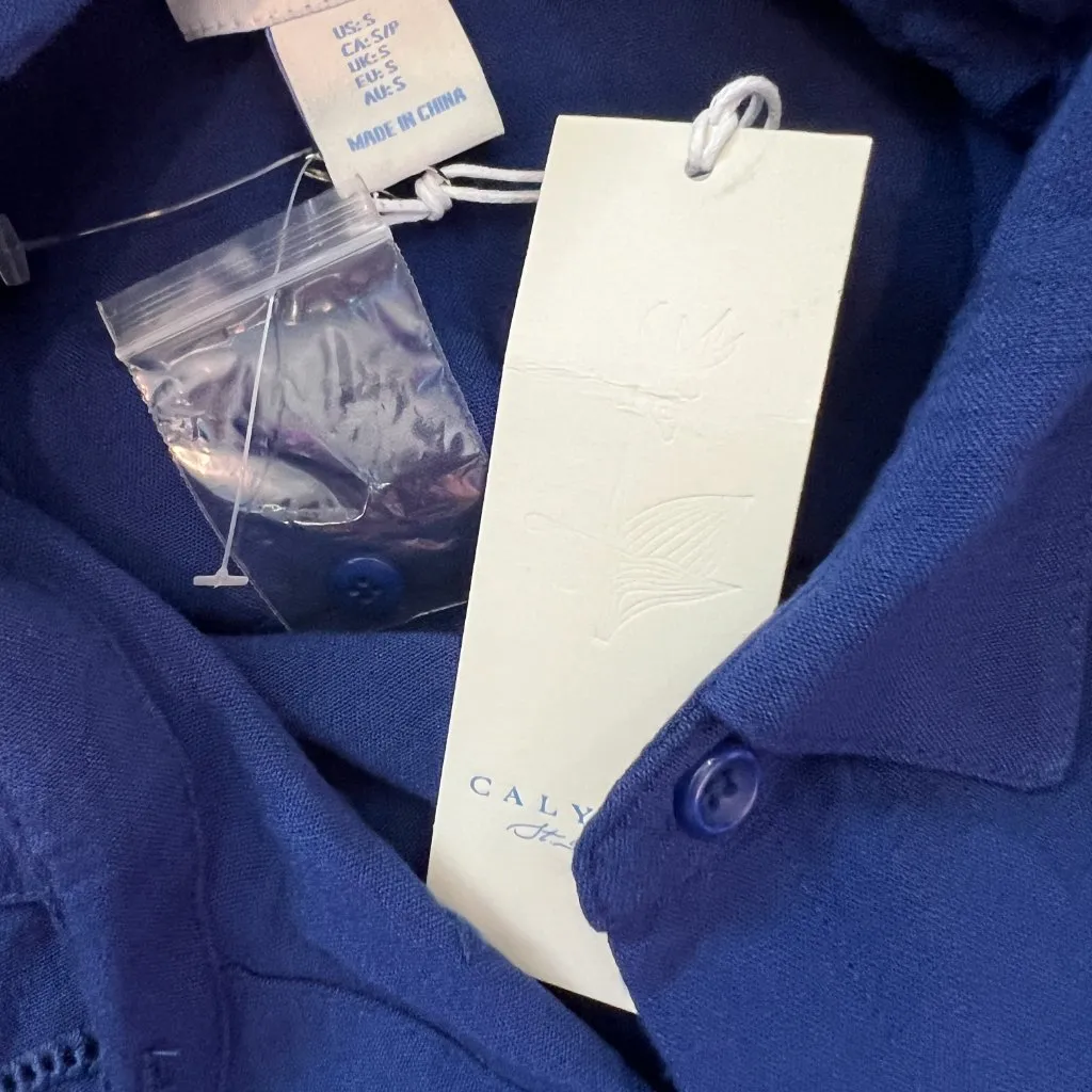 NWT Calypso St. Barth Blue button down midi dress size small - Image 11