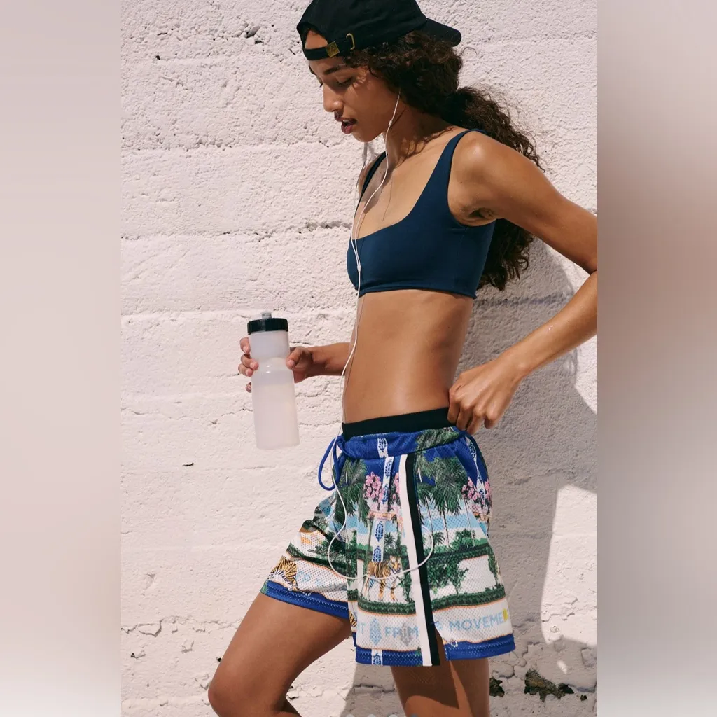 Free People Movement Palm Court Venice Mesh Printed Shorts Large NWT - Image 5