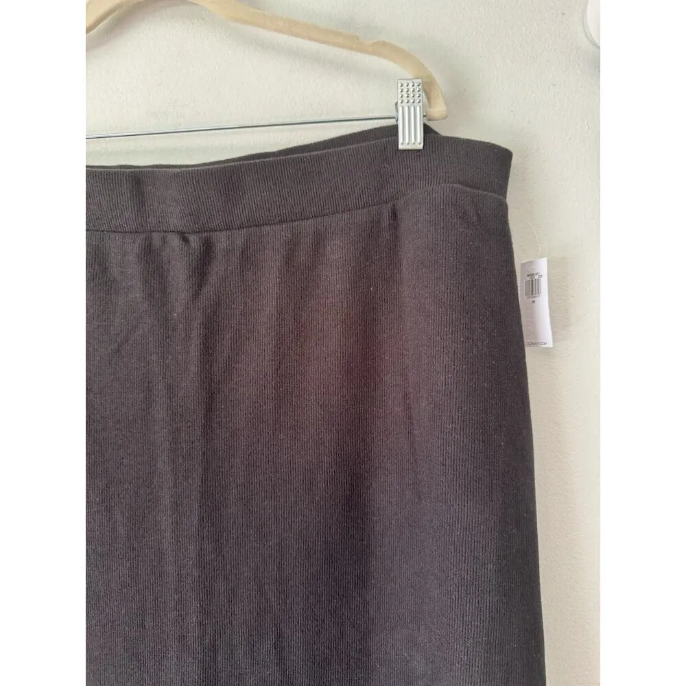 NWT Old Navy Black High Rise Ribbed Knit Midi Pull On A-Line Skirt Size 2X - Image 3