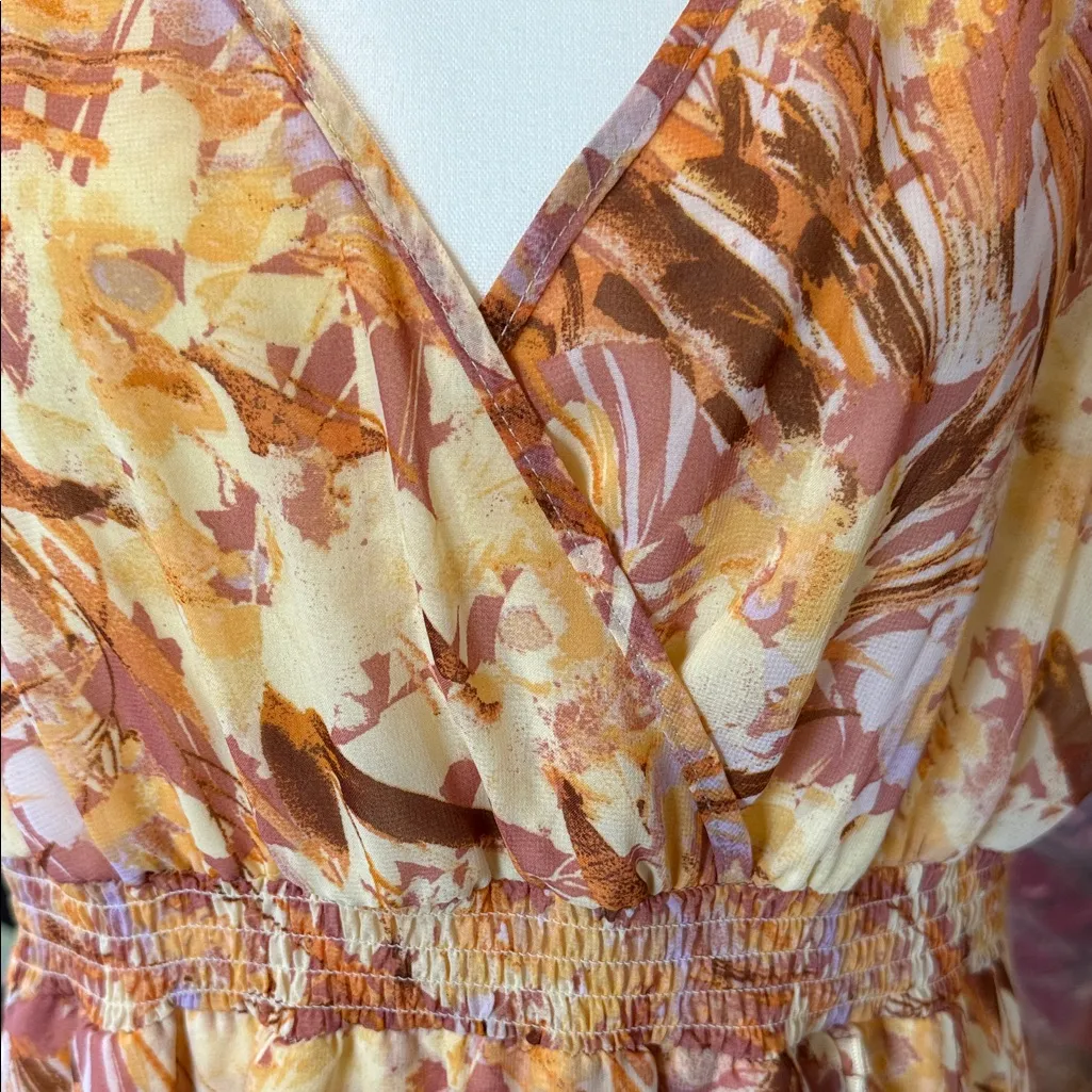 Floral maxi Dress with Ruffles Orange Size 1X - Image 4