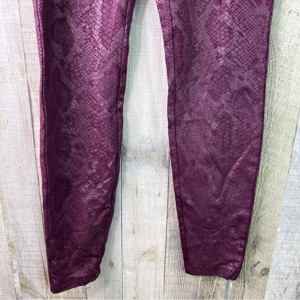 INC International Con. Skinny Leg Regular Mid Rise Animal Print Burgundy Pants Size 2 - Image 8
