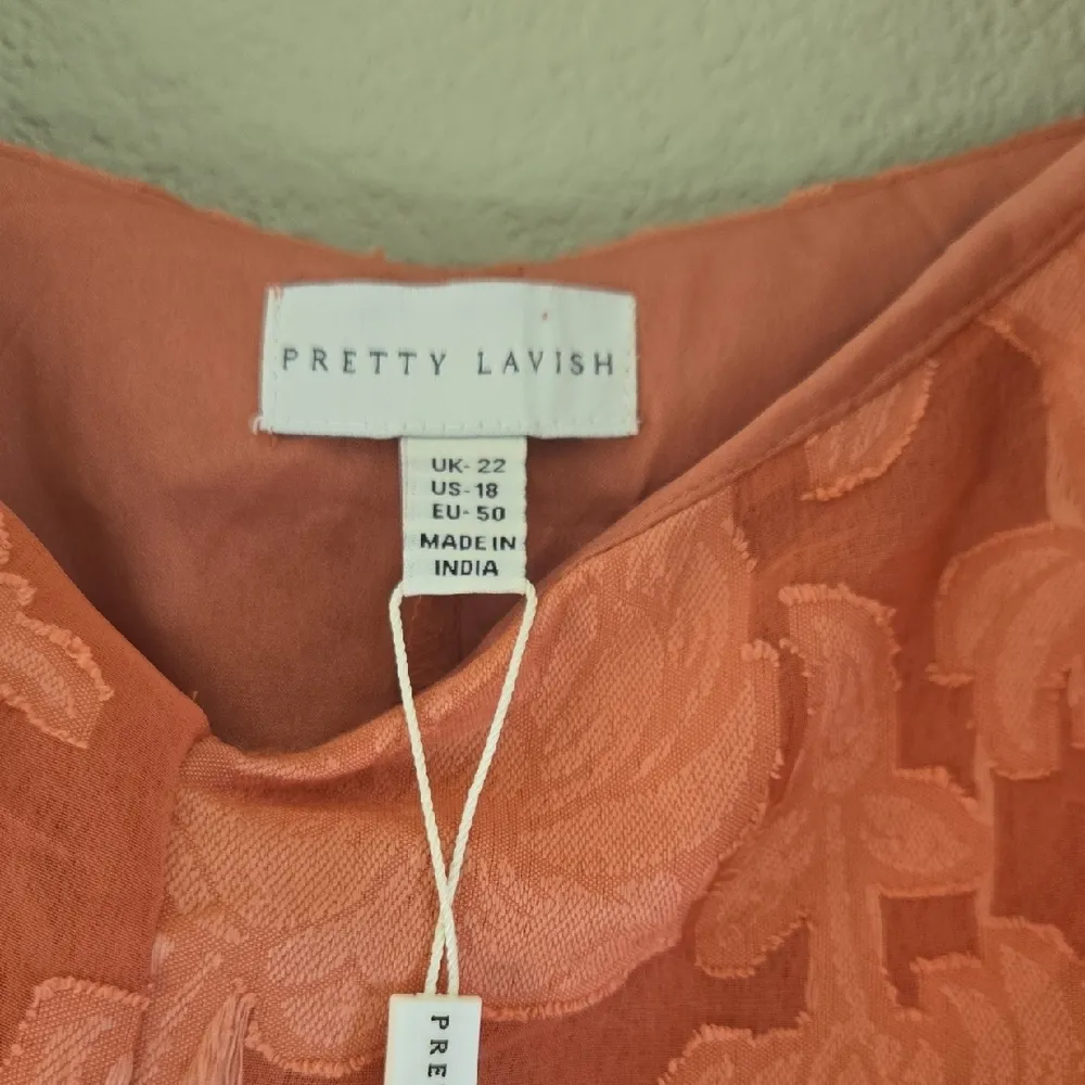 Pretty Lavish Chic Asymmetrical Coral Ruffle Dress Orange Size 18 - Image 2