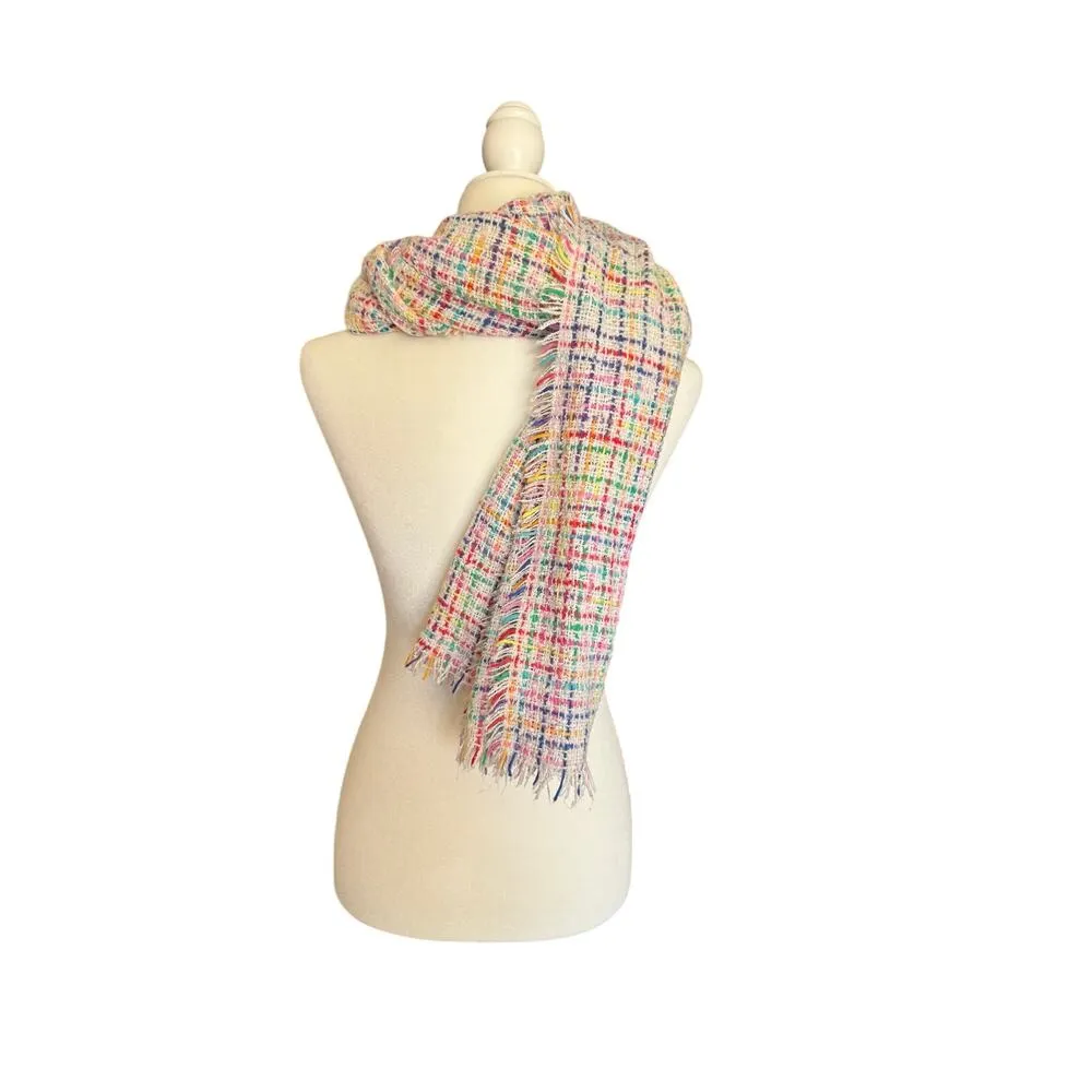 BETSEY JOHNSON Blanket Wrap/Shawl in Colorful Plaid and Ivory Print - Image 3